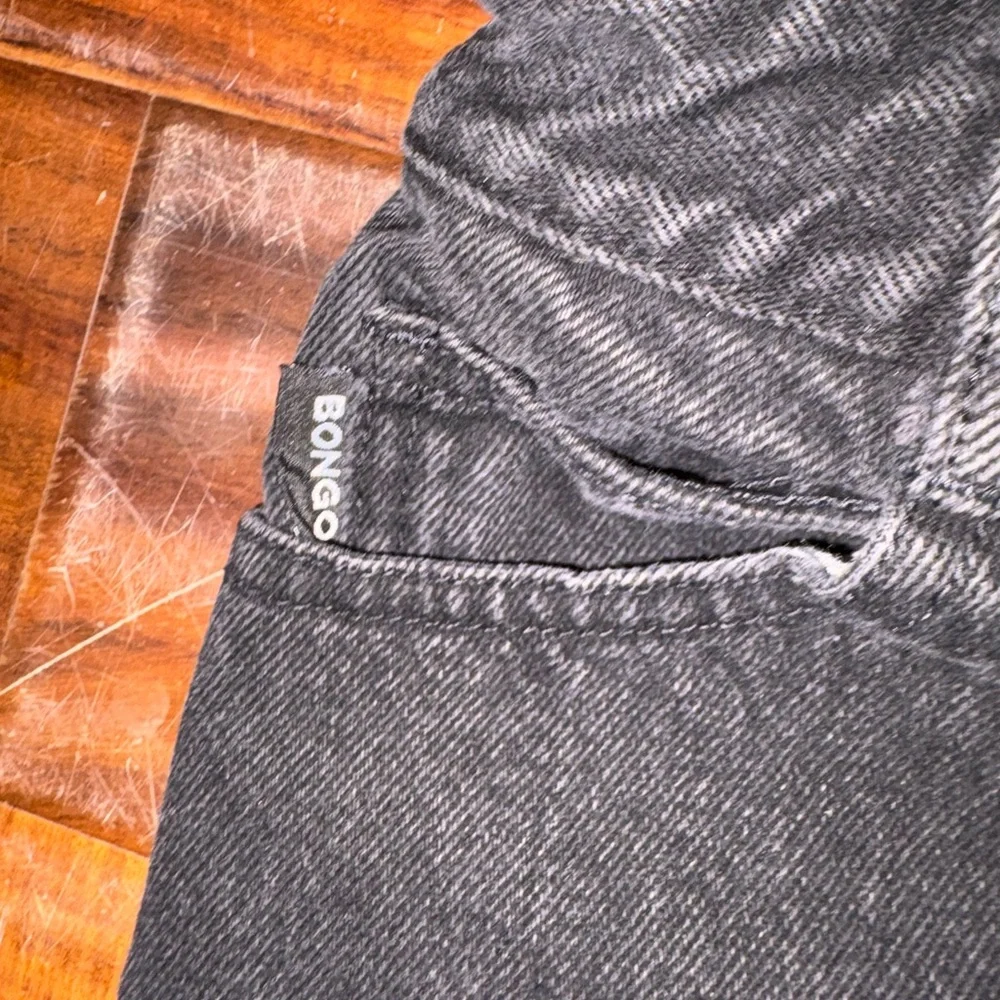 Vintage Bongo Black High Rise Button Fly Jeans Y2K 90s Straight Leg Denim (1134)